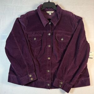 St Johns Bay Women's Wine Colored Corduroy Button-up Jean Jacket Size 2X NWT
